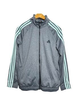 Adidas Designed 2 Move Gray 3 Stripe Track Jacket Women’s Size L (16-18)